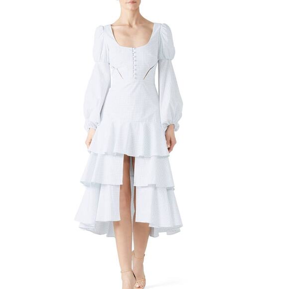 Jonathan Simkhai Dress Gingham Poplin Light Blue & White Size 6 - Picture 1 of 12